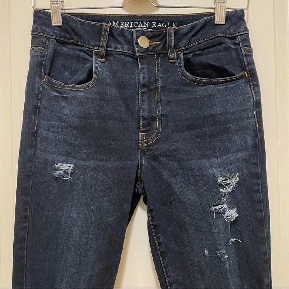 American Eagle Dark Wash Distressed Skinny Jean
